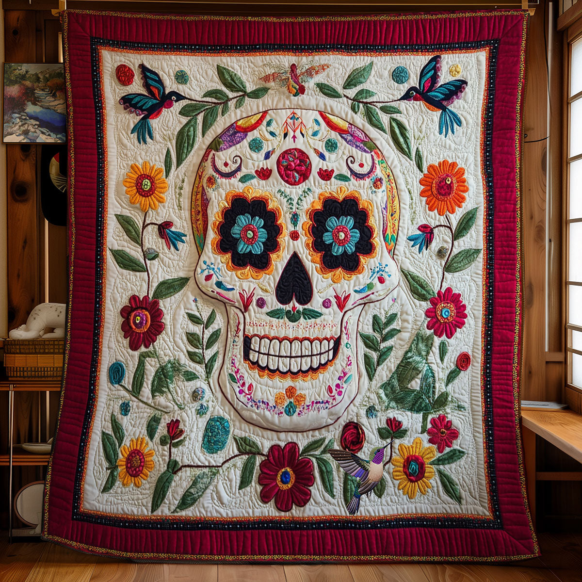 Skull Hummingbird WY1811043CL Quilt