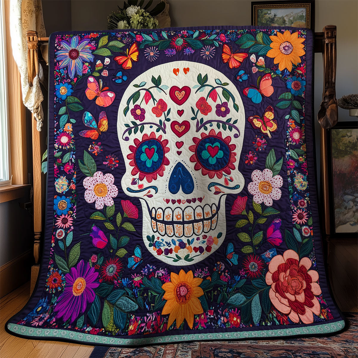 Skull Flower WX1612035CL Quilt
