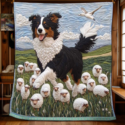 Grass Field Border Collie WP1609008CL Quilt