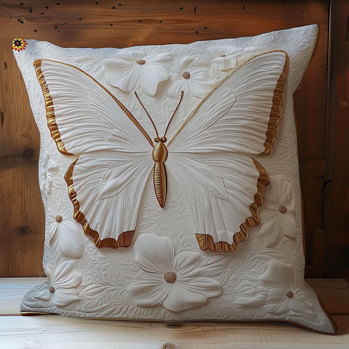 Gold White Butterfly WY0312125CL Quilt Pillow Case