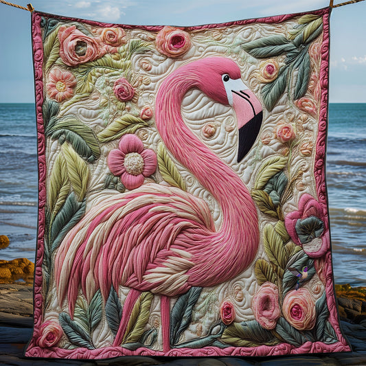 Flower Forest Flamingo WY1311033CL Quilt