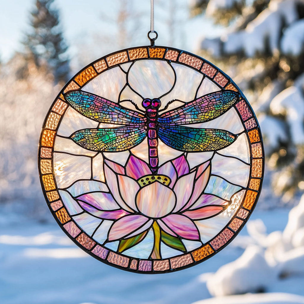 Dragonfly WJ0811042CL Stained Glass Suncatcher