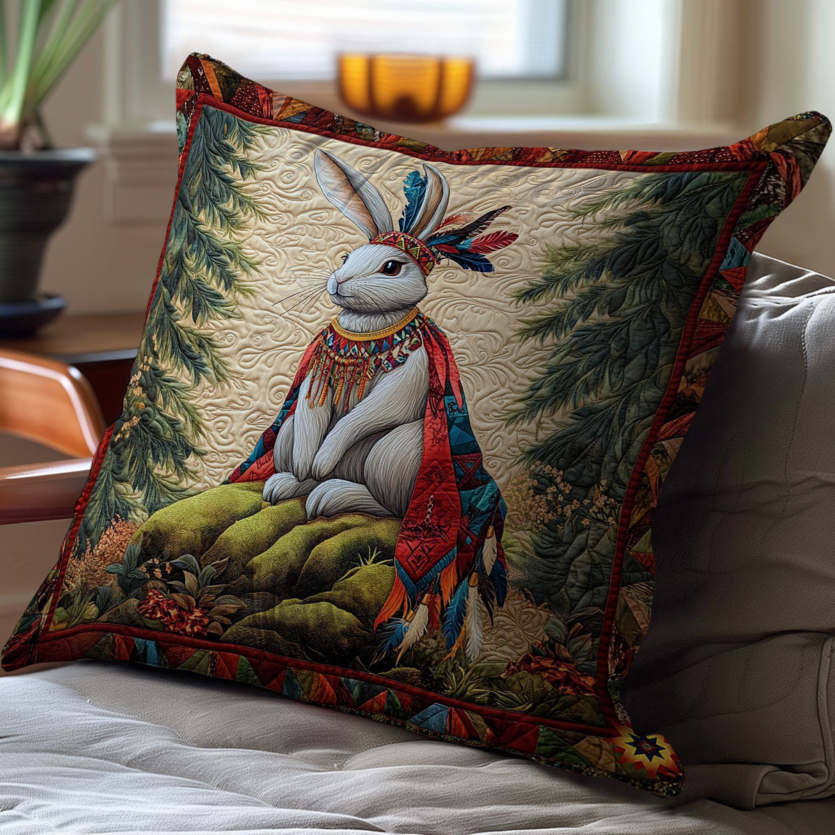 Rabbit Native American WY2212091CL Quilt Pillow Case