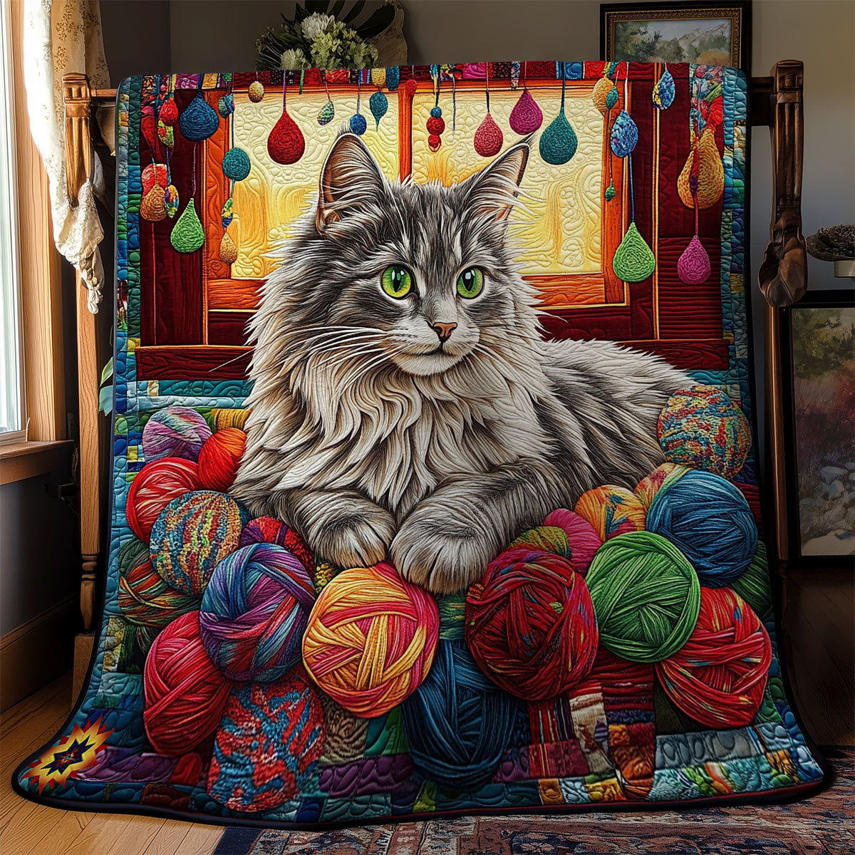 Catfluff Maine Coon In Yarn WY1912045CL Quilt – Cozzyhomes