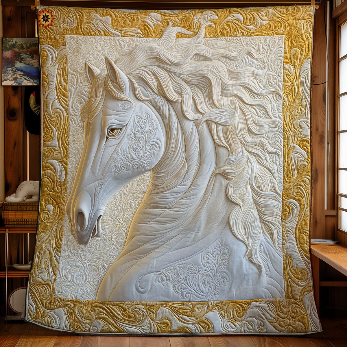 Gold White Horse WY1811030CL Quilt