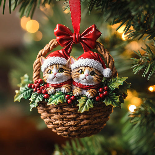 Basket Of Joy Cat WN0811001CL Christmas Ornament