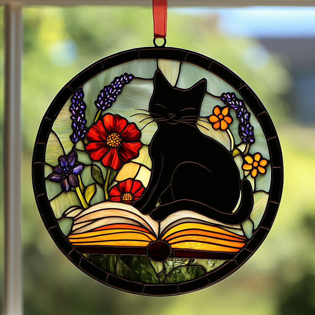 Black Cat WJ2810035CL Stained Glass Suncatcher