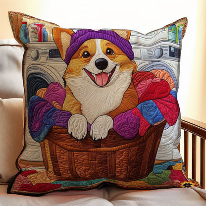 Laundry Corgi WY0312127CL Quilt Pillow Case