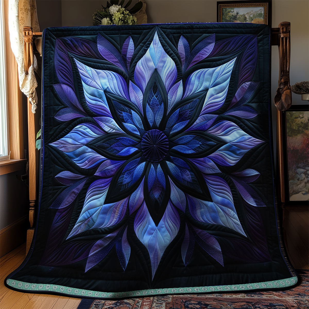 Blue Serene Blossoms WN1309019CL Quilt