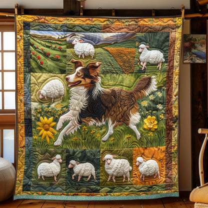 Border Collie Sheep Field WP0609008CL Quilt
