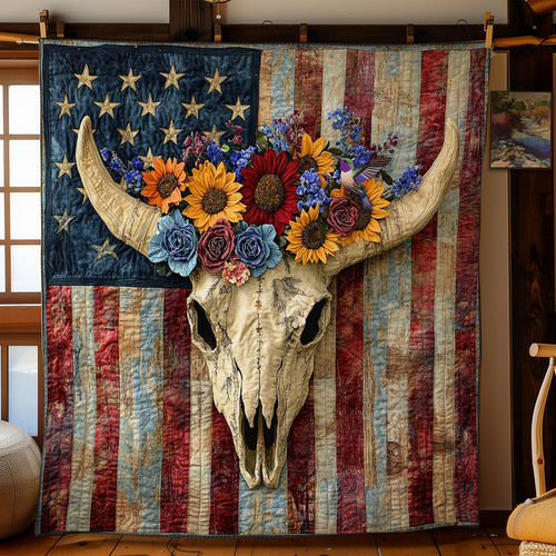 Floral Bull Skull WN3010089CL Quilt