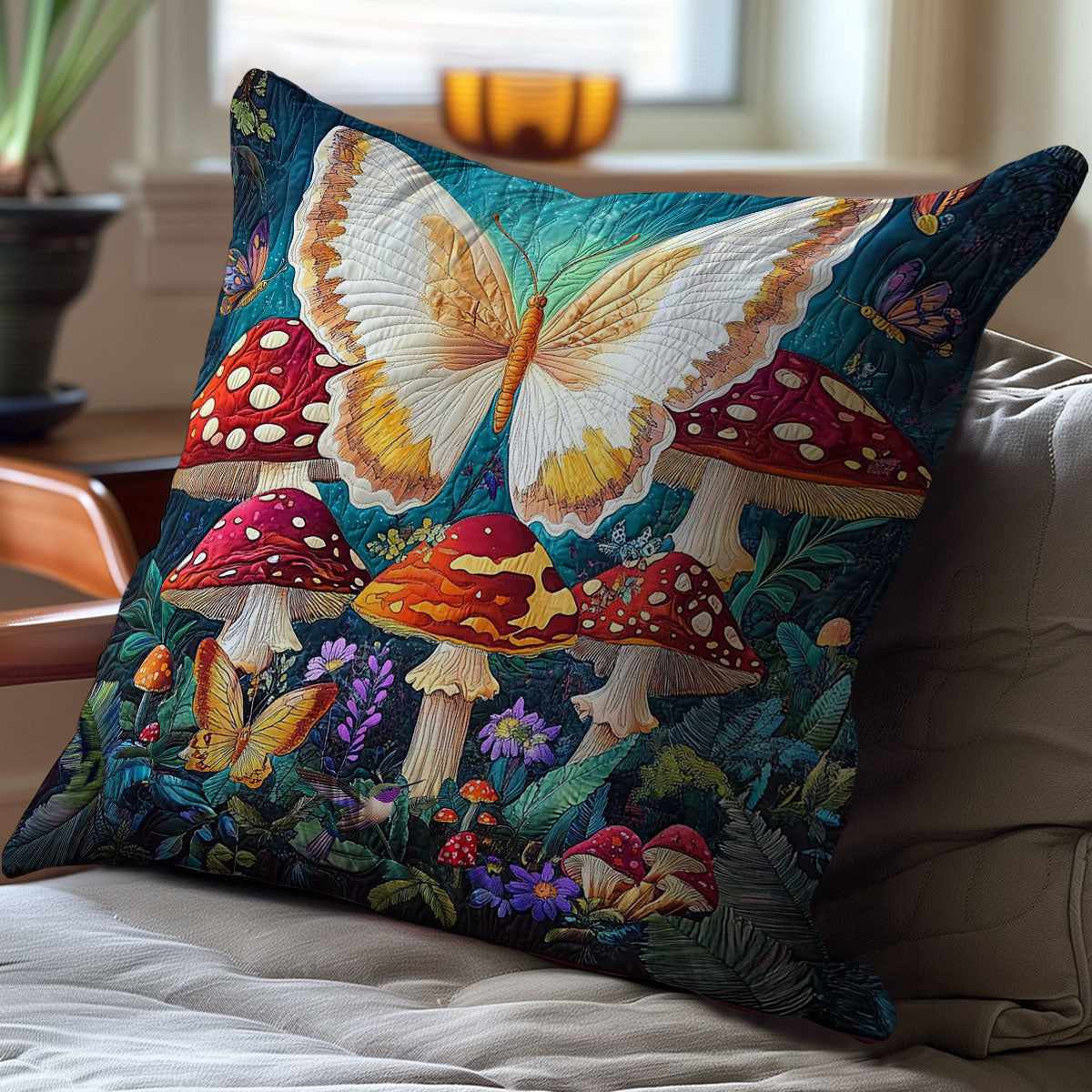 Butterfly In Mushroom Forest WY2212074CL Quilt Pillow Case