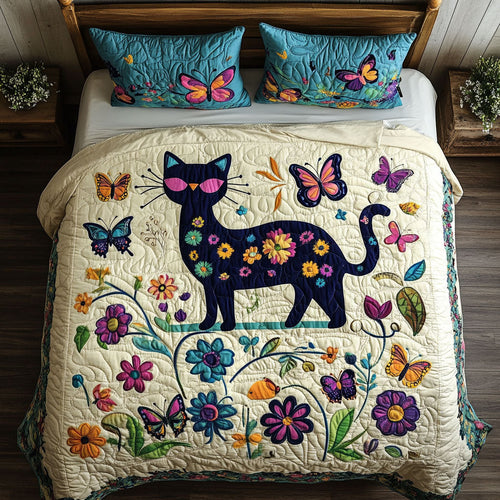Cat In Flower Garden WY0802013CL Duvet Cover Set