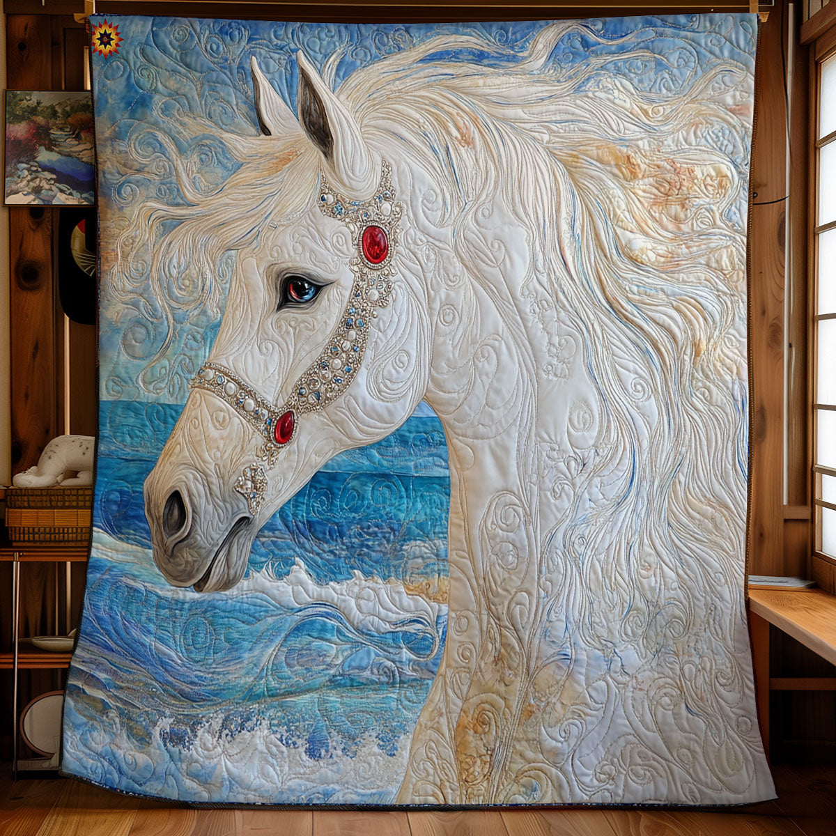 Sea White Horse WY1811031CL Quilt