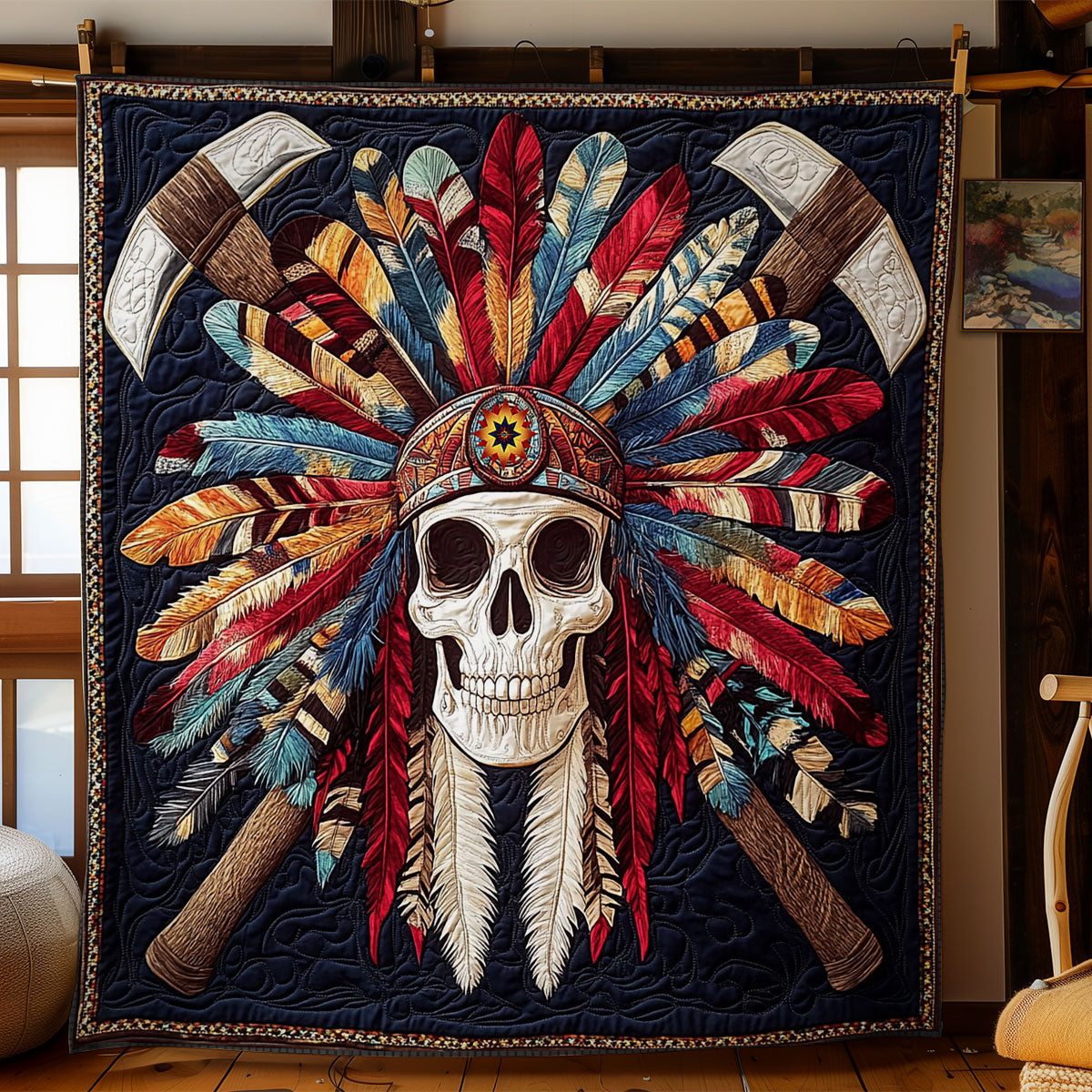 Native American Skull WY1312022CL Quilt