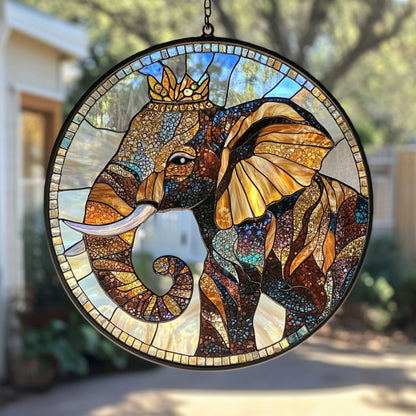 Elephant Queen WU0611099CL Stained Glass Suncatcher