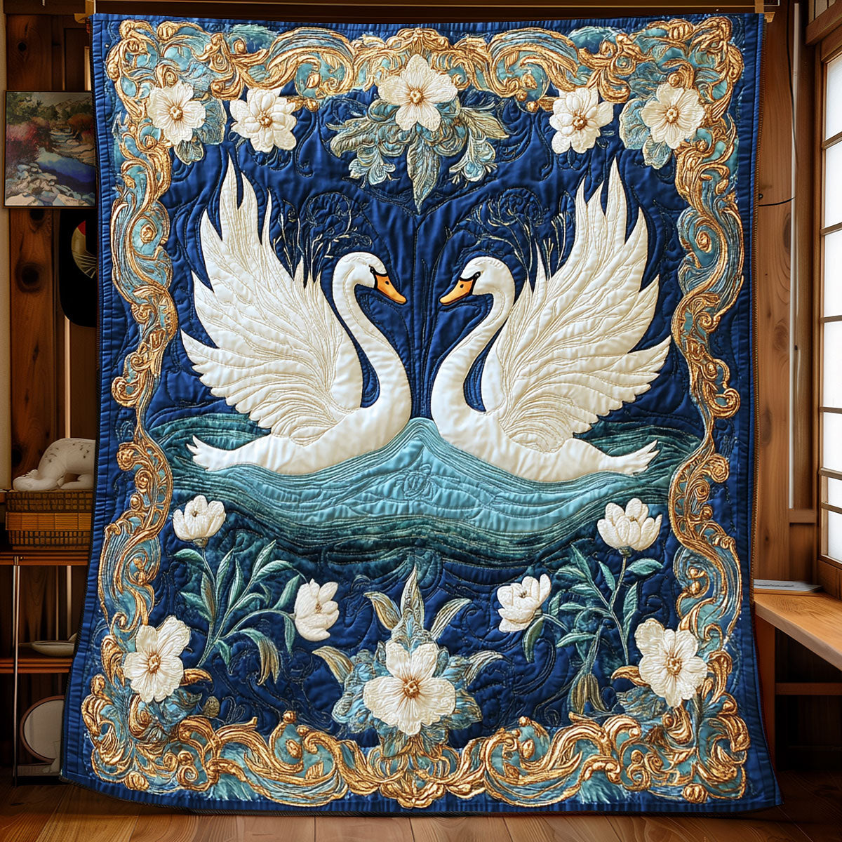 Elegant Swans XB2503021 Quilt
