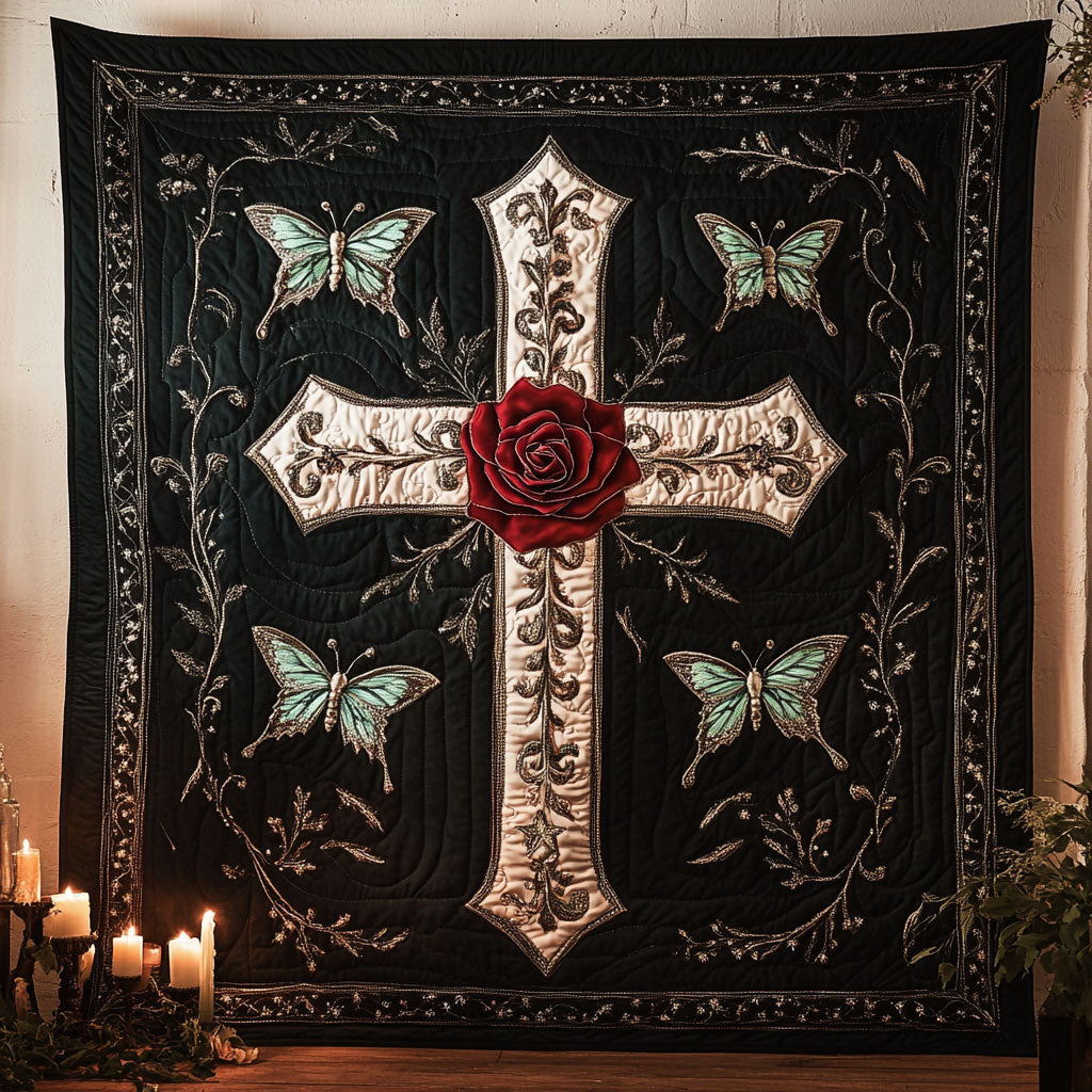 Faith Rose Cross CW0910021CL Quilt