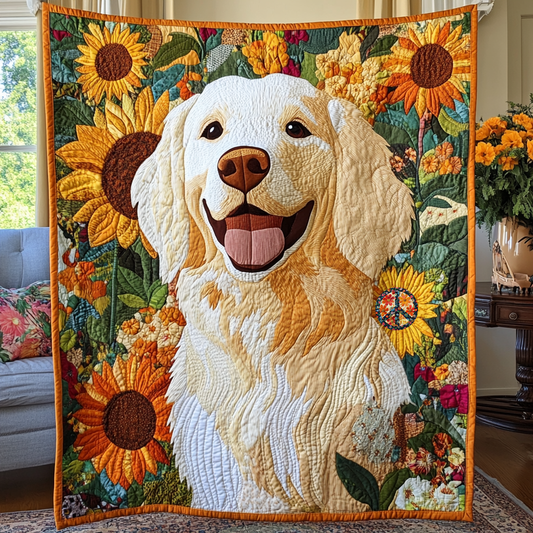 Sunflower Golden Retriever XR0310018CL Quilt