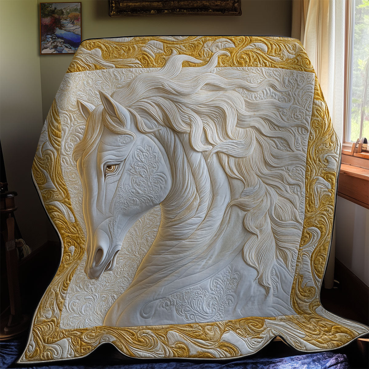 Gold White Horse WY1811030CL Quilt