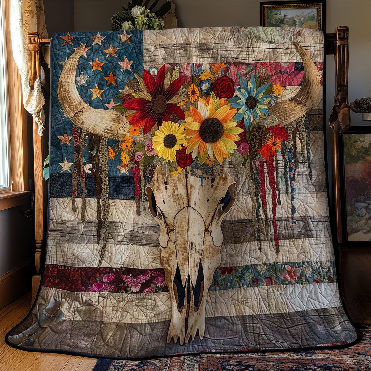 American Bull Skull WN3010083CL Quilt