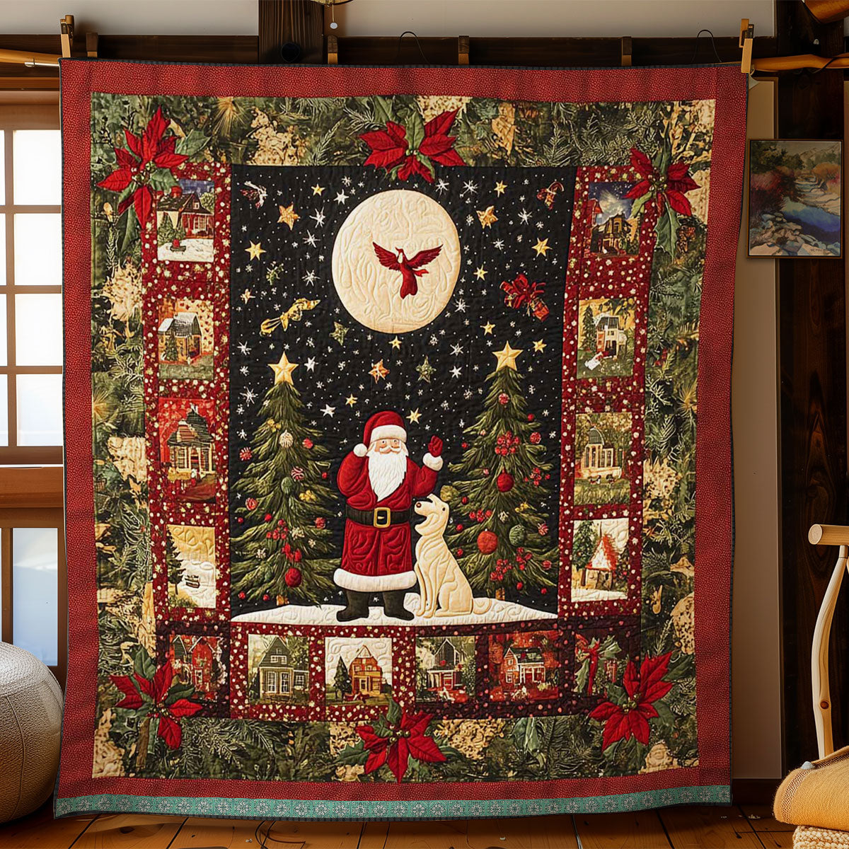 Dog's Moonlit Christmas WN2709157CL Quilt