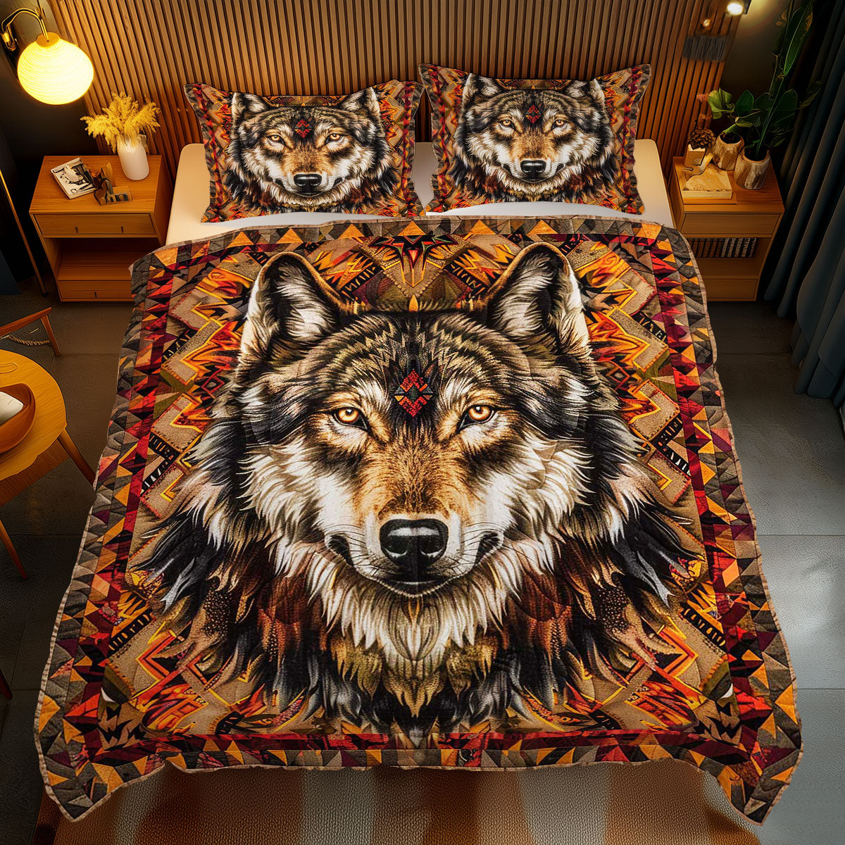 Wolf Native American WJ1909034CL Duvet Cover Set