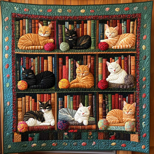 Sleeping Cats On The Bookshelves WJ2609019CL Quilt