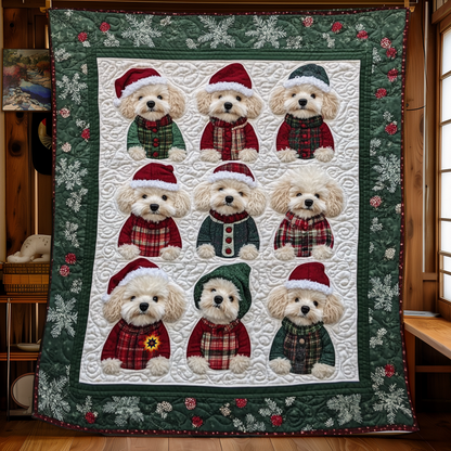 Cute Poodle Mery Christmas YR1510006CL Quilt