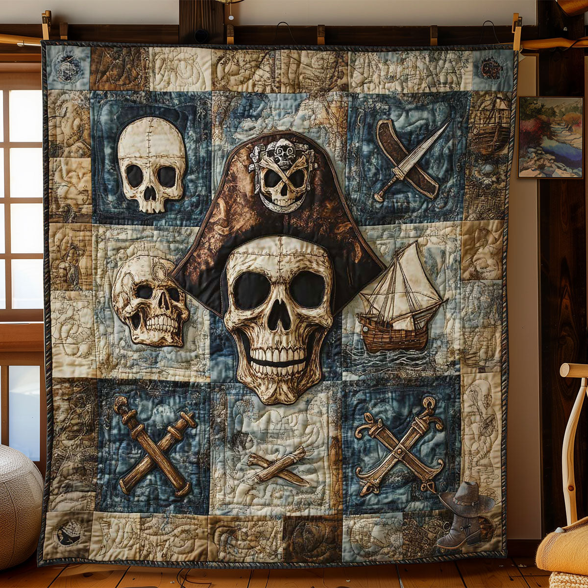 Treasure Hunter Skulls WN1212040CL Quilt