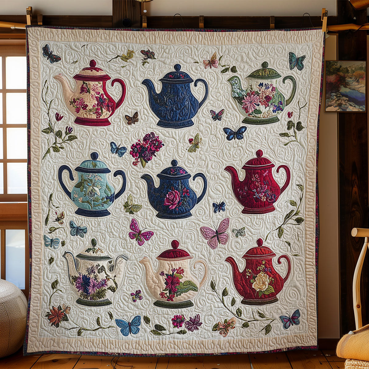 Teapot And Flower WY1302055CL Quilt