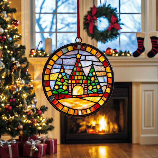 Christmas Tree WJ1410033CL Stained Glass Suncatcher