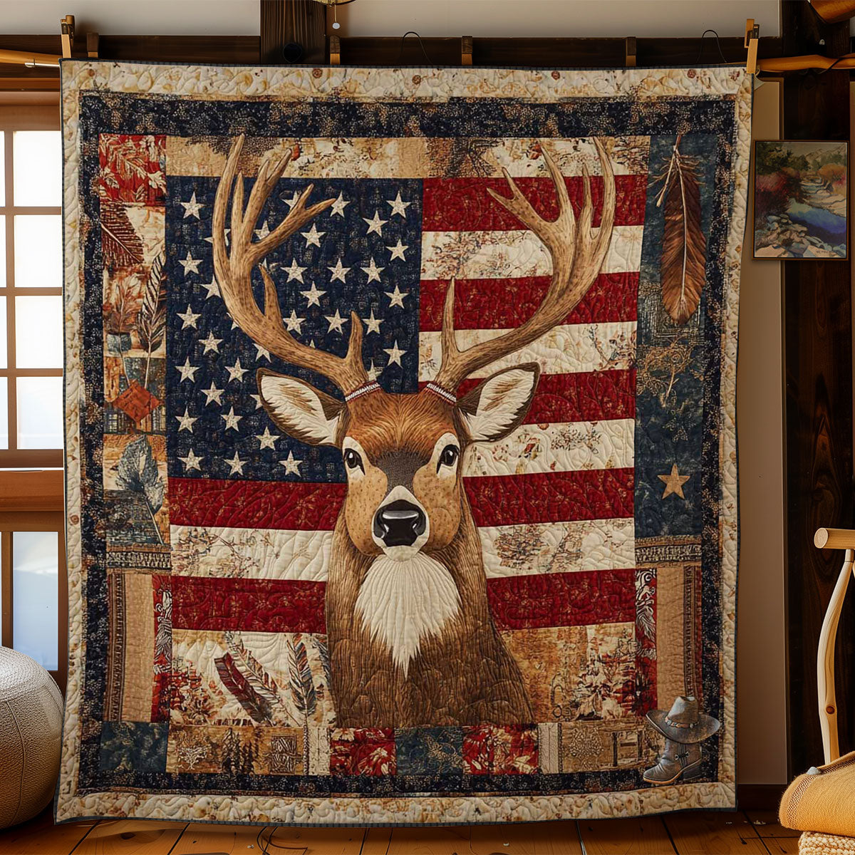 Deer Native American WN2311090CL Quilt