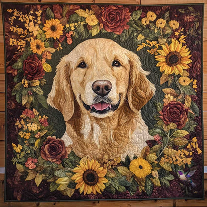 Golden Retriever Floral Embrace WN2810004CL Quilt