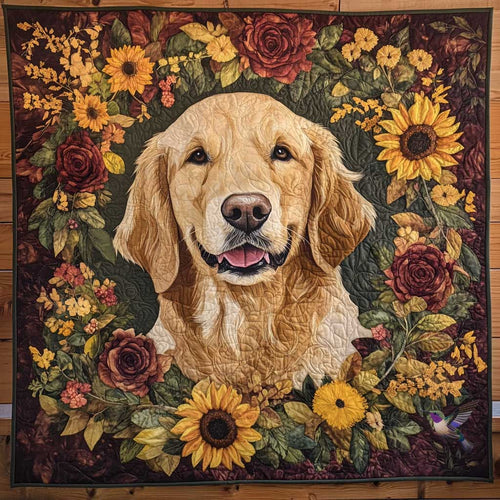 Golden Retriever Floral Embrace WN2810004CL Quilt