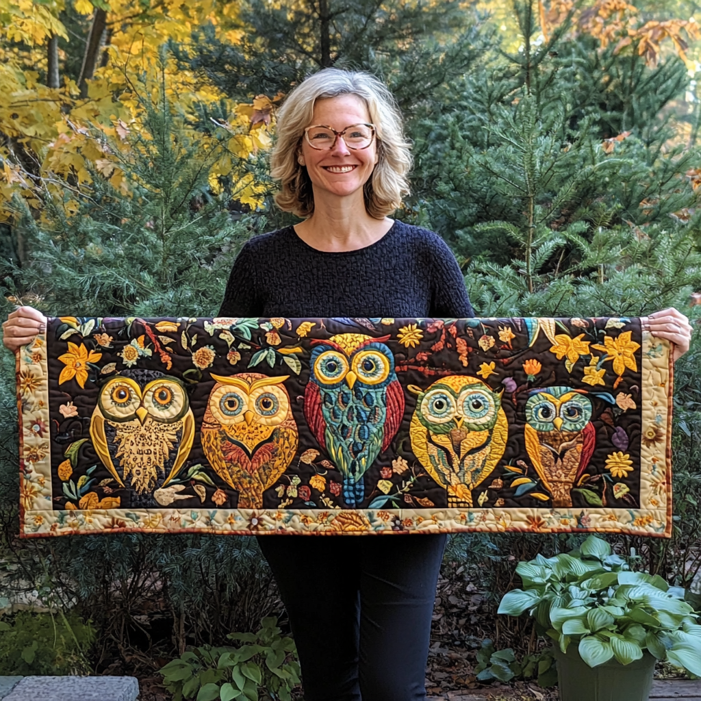 Owl WJ1909040CL Quilted Table Runner