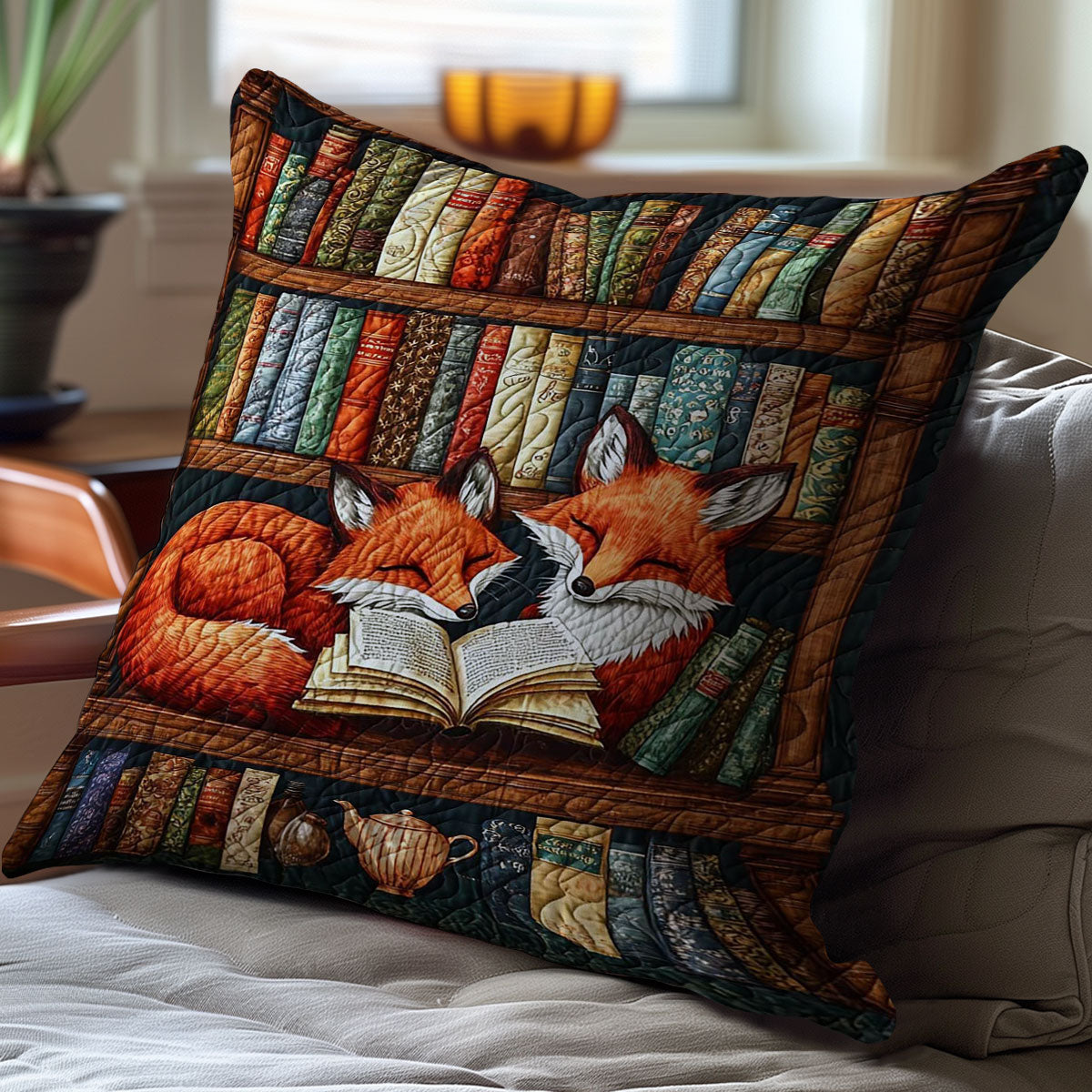 Fox Bookcase WJ0710035CL Quilt Pillow Case