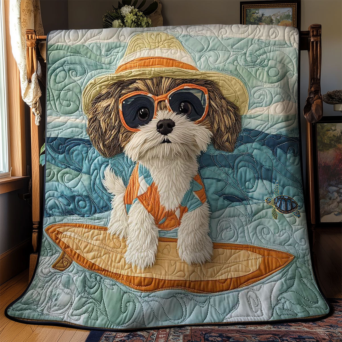 Shih Tzu Surfer WN0811023CL Quilt