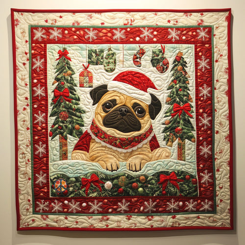 Christmas Pug WJ3110010CL Quilt