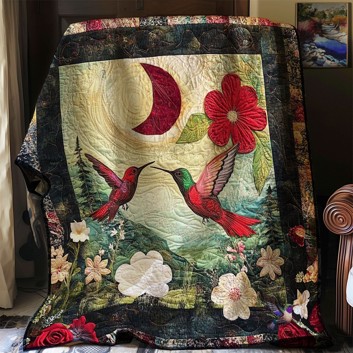 Hummingbird Floral Symphony WN0710068CL Quilt