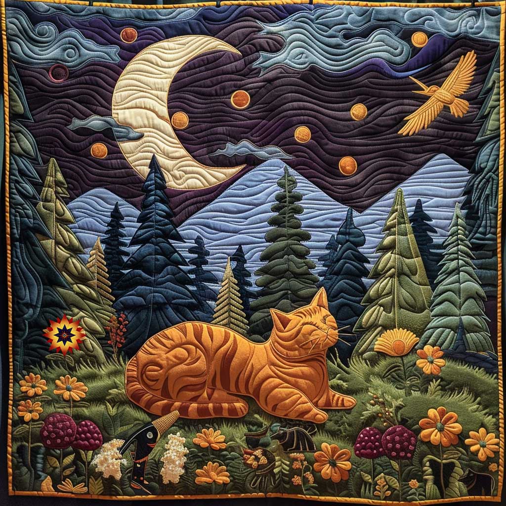 Camping Orange Cat WP1210015CL Quilt