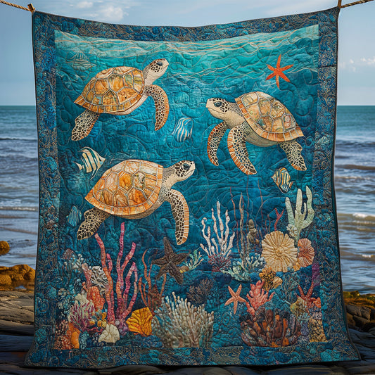 Turtle Family WY1802005CL Quilt