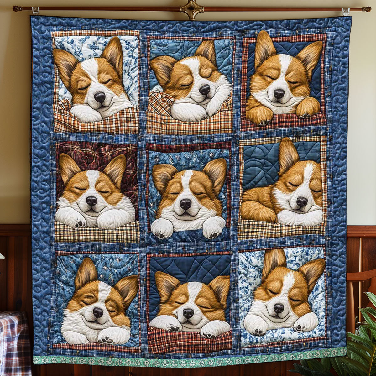 Cozzy Corgi Sleeping WP1809011CL Quilt