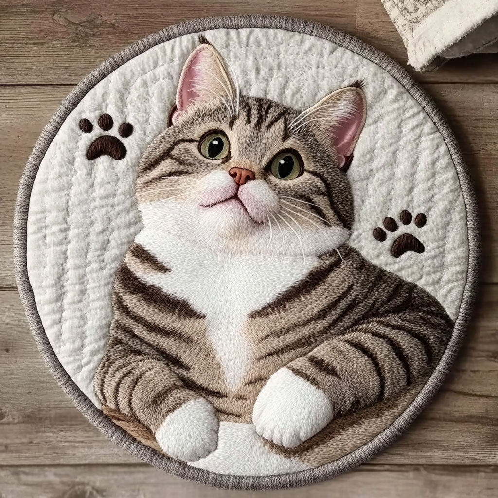 Playful Tabby CP2104013CL Quilted Round Mat