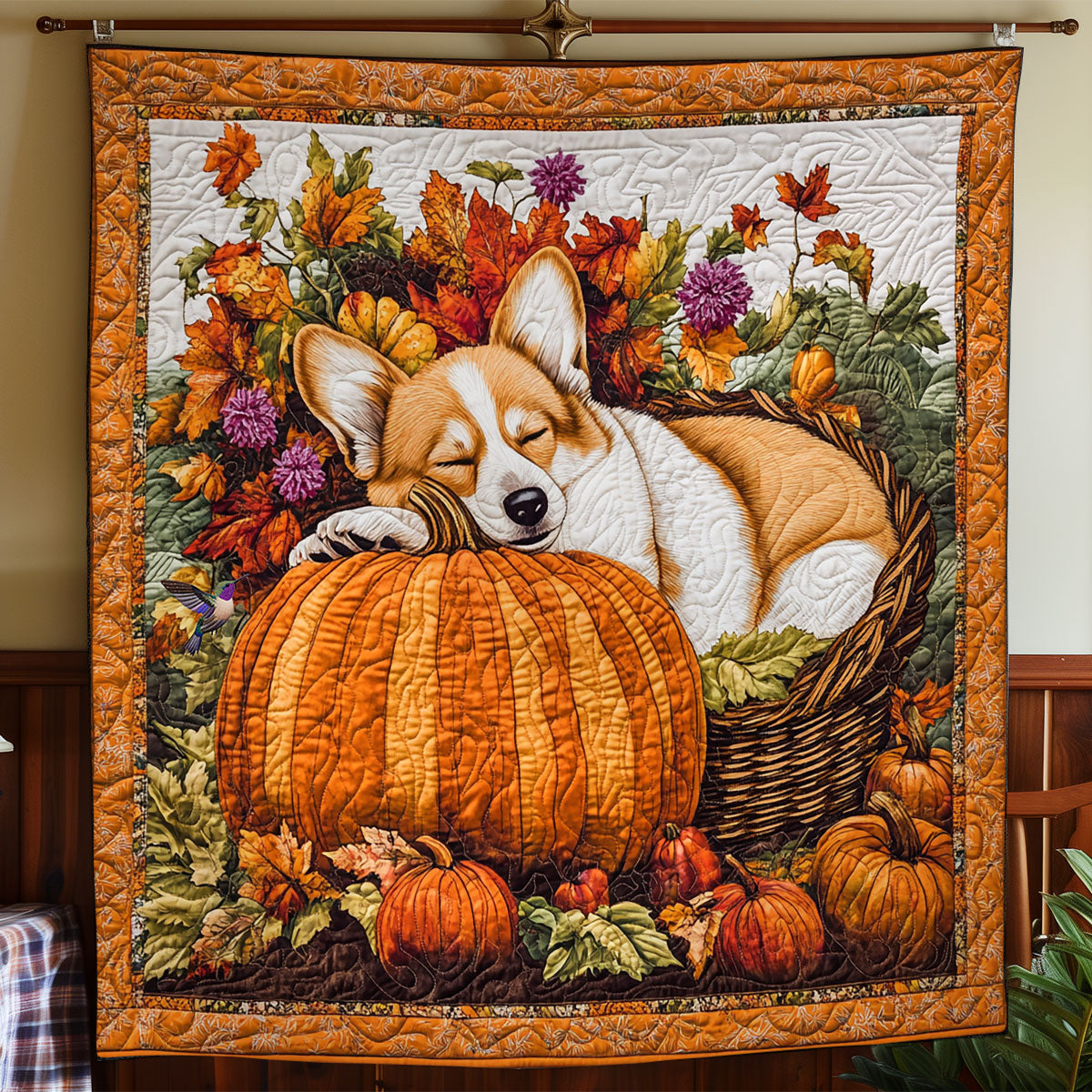 Corgi Thanksgiving WY1911081CL Quilt