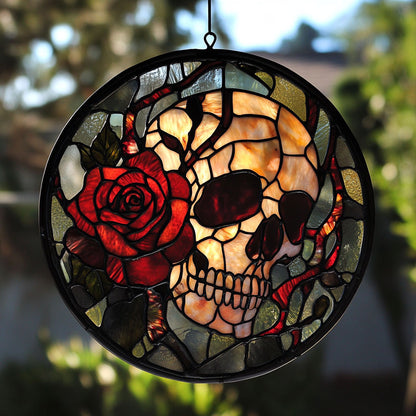 Skull WU1610030CL Stained Glass Suncatcher