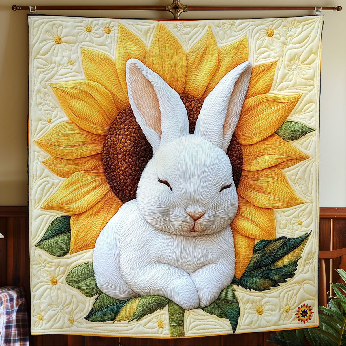 Sunflower Sleeping Rabbit WY1411019CL Quilt