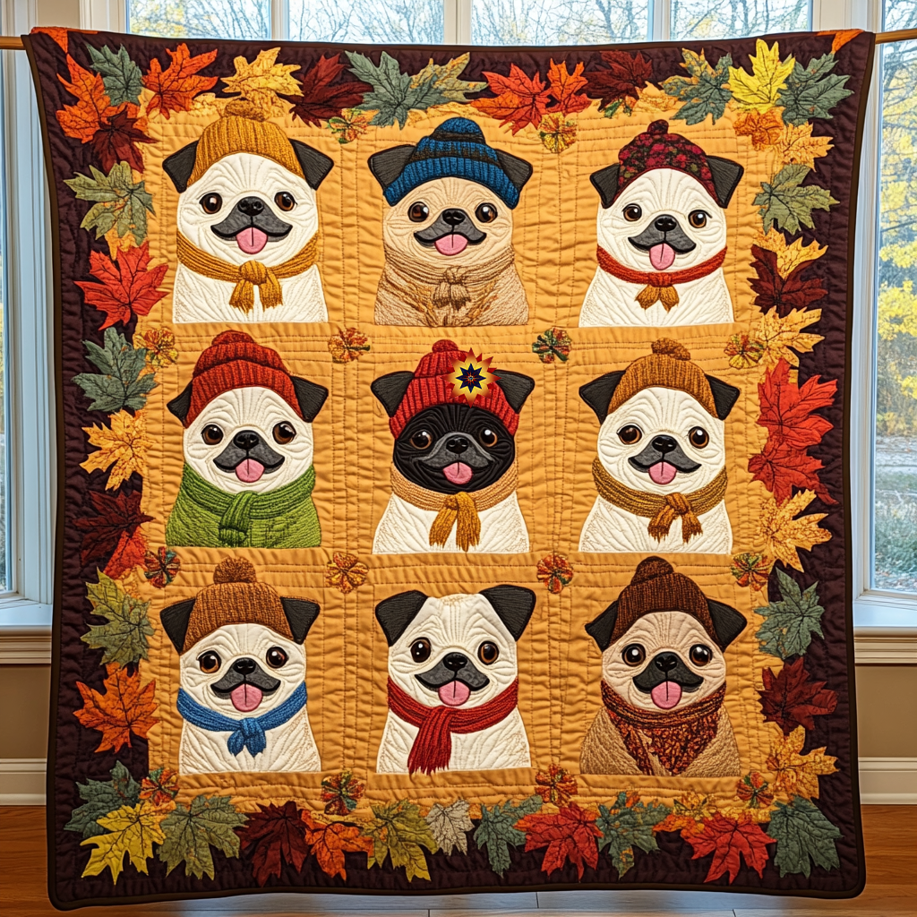 Autumn Pug Lovers WG1103006CL Quilt