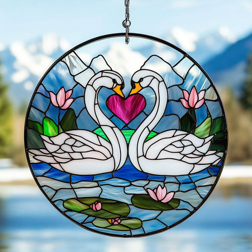 Couple White Swan WY2202127CL Suncatcher