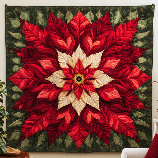 Red Poinsetti XR0110006CL Quilt